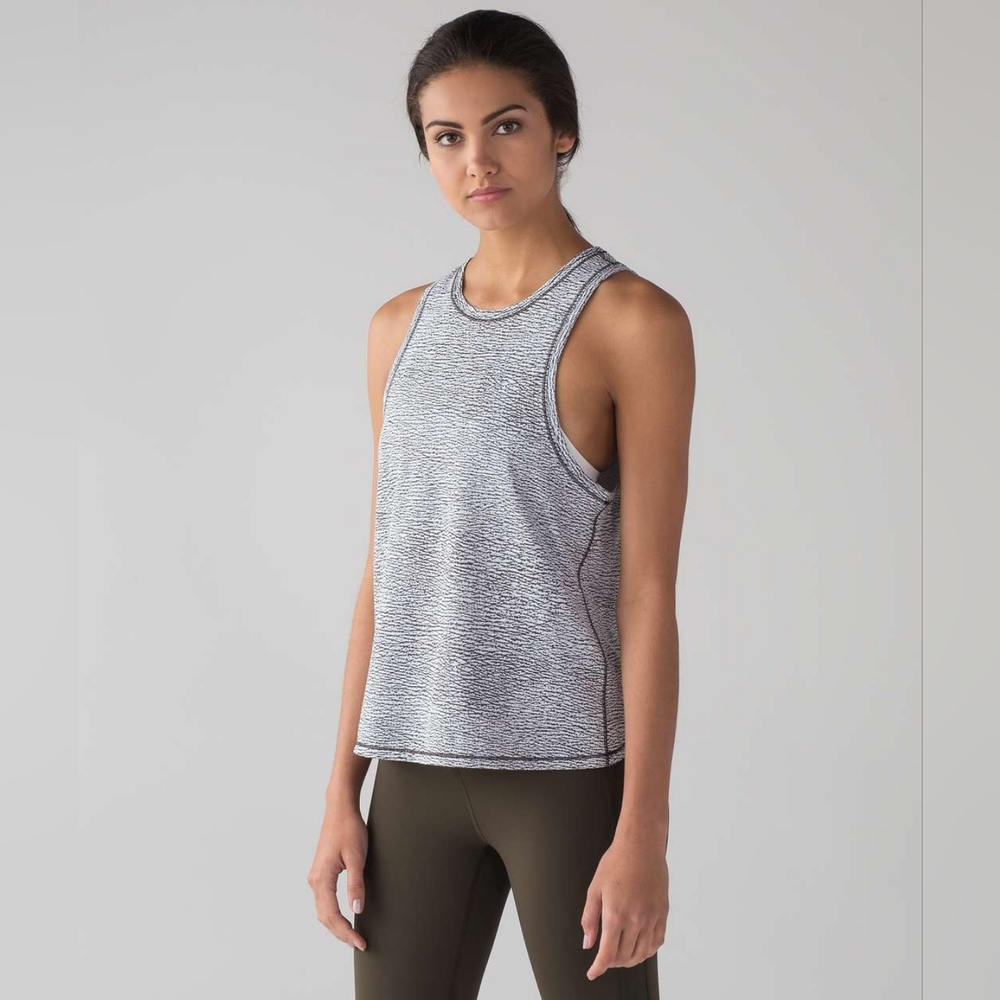 Lululemon Size 4 Squad Goals Tank Sheer Luon Pebble Jacquard White Black